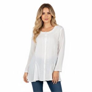 Indian Chikankari White Embroidered Sequin Tunic Top Size S/M